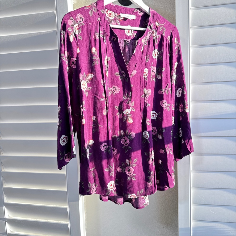 Stitch Fix. Brand: Monday Fun. 3/4 Sleeve pleated relaxed Blouse
